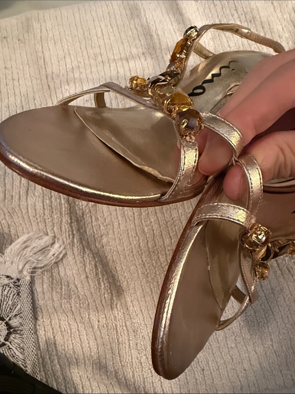 Nina Rose Gold Jeweled Slingback Sandals - Picture 7 of 12
